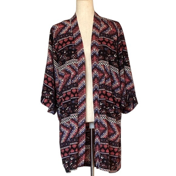 Timing Bohemian Patterned Kimono | Sz L - Picture 1 of 5